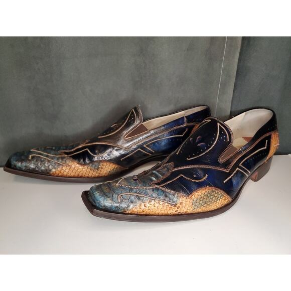 Jo Ghost Made in Italy Blue "DRAGON" Python Vero Cuoio Loafers EU 46 US 13 - Picture 16 of 16